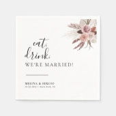 Rustikale Rose Gold Eat Drink Wir sind Verheiratet Serviette (Vorderseite)