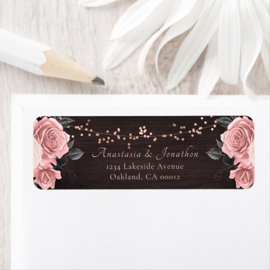 Rustikale Rose Gold Floral String Lights Hochzeit (Insitu)