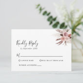 Rustikale Rose Gold Floral Wedding RSVP Card (Stehend Vorderseite)