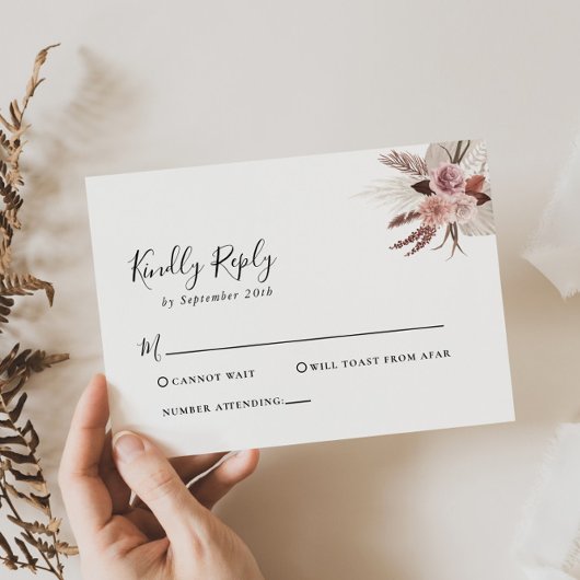 Rustikale Rose Gold Floral Wedding RSVP Card Karte