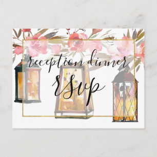 Rustikale Rose Gold Lanterns Empfang Dinner UAWG Einladungspostkarte