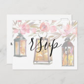 Rustikale Rose Gold Lanterns Floral UAWG Einladungspostkarte (Vorne/Hinten)