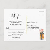 Rustikale Rose Gold Lanterns Floral UAWG Einladungspostkarte (Rückseite)