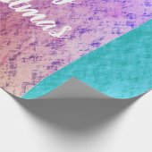 Rustikale Rose Gold Pink Aquamarin Blau Frohe Weih Geschenkpapier (Ecke)