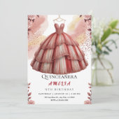 Rustikale Rose Gold Quinceñera Geburtstag Einladung (Stehend Vorderseite)