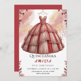 Rustikale Rose Gold Quinceñera Geburtstag Einladung