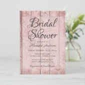 Rustikale Rose Gold - Rosa Rosa Brautparty Einladung (Stehend Vorderseite)