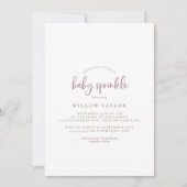 Rustikale Rose Gold Script Baby Sprinkle Einladung (Vorderseite)