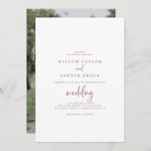 Rustikale Rose Gold Script Foto Hochzeit
