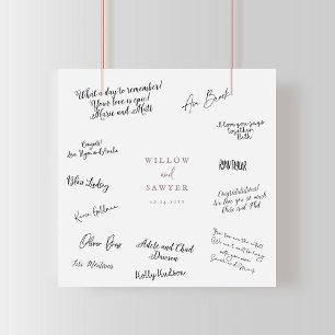 Rustikale Rose Gold Script Hochzeitsgast Unterschr Poster