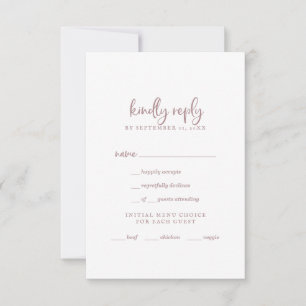 Rustikale Rose Gold Script Menü Auswahl RSVP Karte