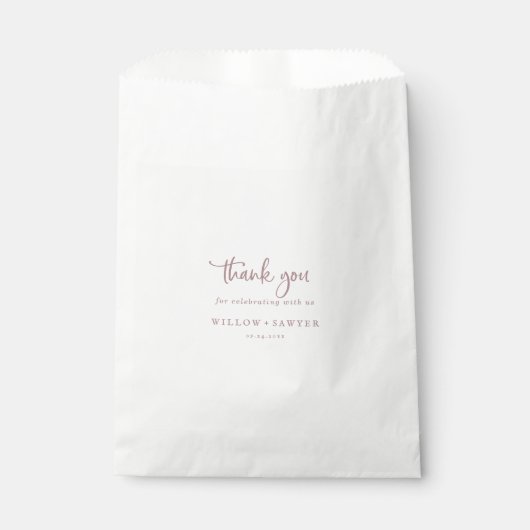 Rustikale Rose Gold Script Vielen Dank für Ihre Ho Geschenktütchen (Vorderseite)