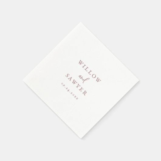 Rustikale Rose Gold Script Wedding Napkins Serviette (Ecke)