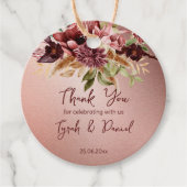 Rustikale Rose Gold Terracotta Rose Hochzeit im He Geschenkanhänger (Vorderseite)