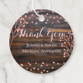 Rustikale ROSE GOLD Wedding Pink Wood Budget Geschenkanhänger (Vorderseite)