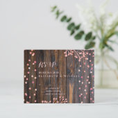 Rustikale ROSE GOLD Wedding Pink Wood Budget Postkarte (Stehend Vorderseite)