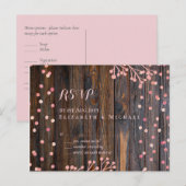 Rustikale ROSE GOLD Wedding Pink Wood Budget Postkarte (Vorne/Hinten)