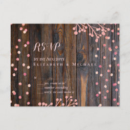 Rustikale ROSE GOLD Wedding Pink Wood Budget Postkarte