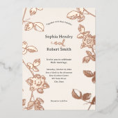 Rustikale Rose Gold Whimsical Floral Wedding Folieneinladung (Vorderseite)