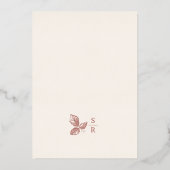 Rustikale Rose Gold Whimsical Floral Wedding Folieneinladung (Rückseite)