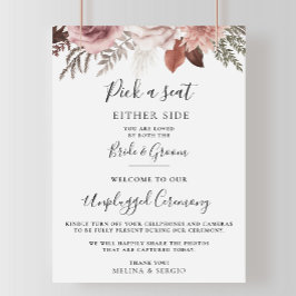 Rustikale Rose Goldblume Hochzeit ohne Stecker Zer Poster
