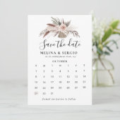 Rustikale Rose Goldener Blumenkalender Save the Da Save The Date (Stehend Vorderseite)