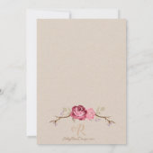 Rustikale Rose Hochzeit Einladung (Rückseite)