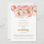 Rustikale Rose Hochzeit mit Blütenfarbe Einladung (Vorderseite)
