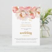 Rustikale Rose Hochzeit mit Blütenfarbe Einladung (Stehend Vorderseite)