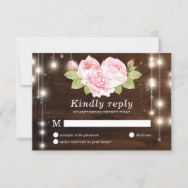 Rustikale Rose Hochzeit RSVP Karte
