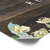 rustikale Rose Hochzeitsempfang Plakat (Ecke)