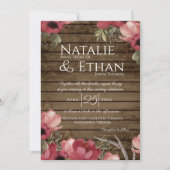 Rustikale Rose Holzhütte Hochzeit Einladung (Vorderseite)