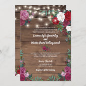 Rustikale Rose-Holzwinger-Hochzeit Einladung (Vorne/Hinten)