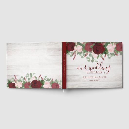 Rustikale Rose im Burgund Gästebuch (Voll)