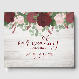 Rustikale Rose im Burgund Gästebuch