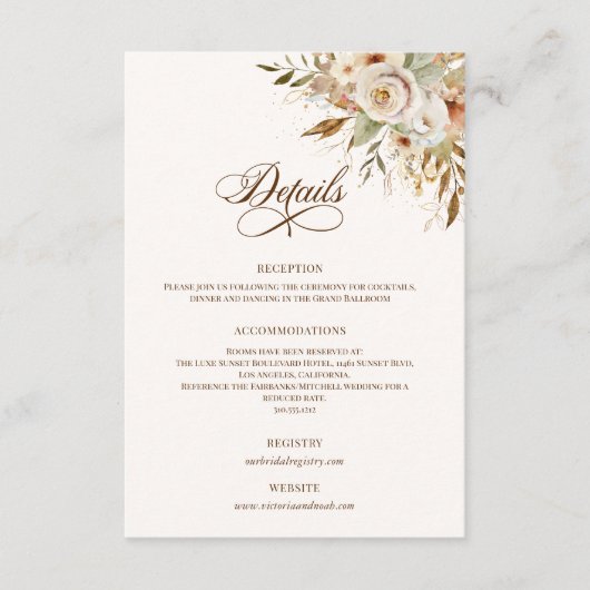 Rustikale Rose im Herbst Botanisches Skript Begleitkarte (Vorderseite)