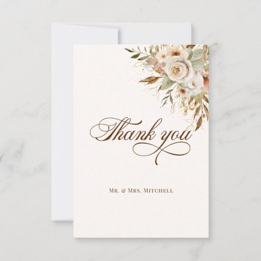 Rustikale Rose im Herbst Botanisches Skript Dankeskarte (Vorderseite)