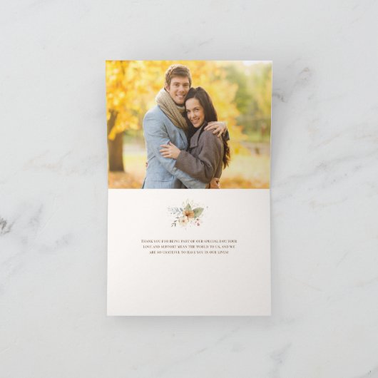 Rustikale Rose im Herbst Botanisches Skript Dankeskarte (Innenseite)