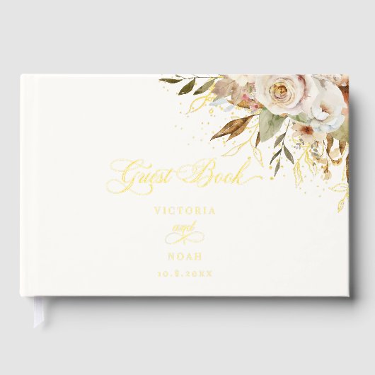 Rustikale Rose im Herbst Botanisches Skript Gästebuch (Vorderseite)