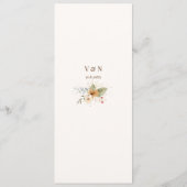 Rustikale Rose im Herbst Botanisches Skript Menükarte (Rückseite)