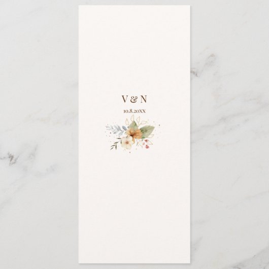 Rustikale Rose im Herbst Botanisches Skript Menükarte (Rückseite)