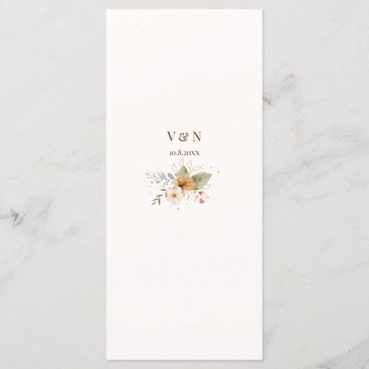 Rustikale Rose im Herbst Botanisches Skript Menükarte (Rückseite)