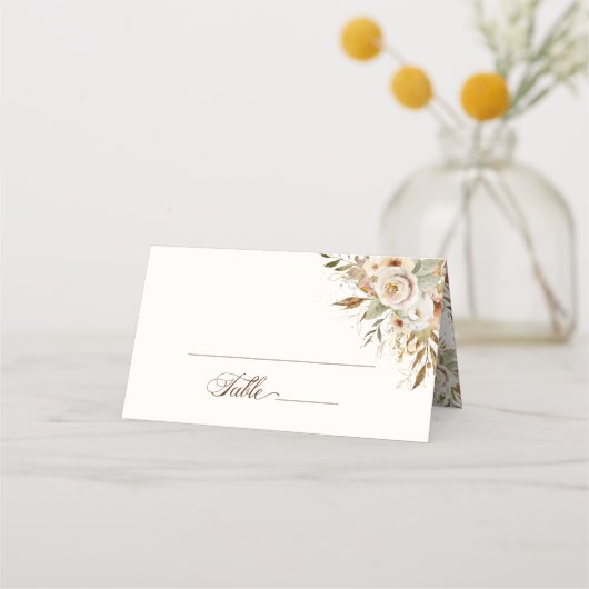 Rustikale Rose im Herbst Botanisches Skript Platzkarte (Rückseite)