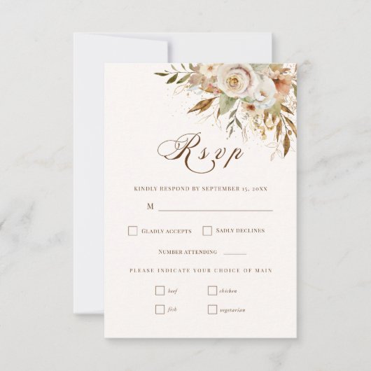 Rustikale Rose im Herbst Botanisches Skript RSVP Karte (Vorderseite)