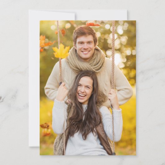 Rustikale Rose im Herbst Botanisches Skript Save The Date (Rückseite)