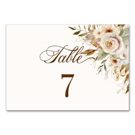 Rustikale Rose im Herbst Botanisches Skript Tischnummer (Rückseite)