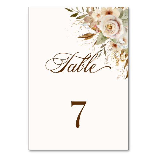 Rustikale Rose im Herbst Botanisches Skript Tischnummer (Rückseite)