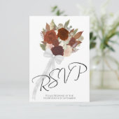 Rustikale Rose im Herbst Bouquet Rust Orange Hochz RSVP Karte (Stehend Vorderseite)