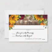 Rustikale Rose im Herbst, Sonnenblume Pumpkin UAWG RSVP Karte (Vorderseite)
