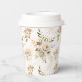 Rustikale Rose im Herbst Wasserfarben Botanisch Pappbecher (Rückseite)